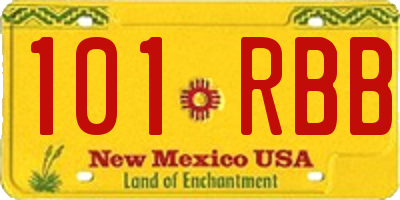 NM license plate 101RBB