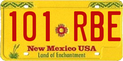 NM license plate 101RBE