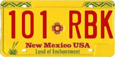 NM license plate 101RBK