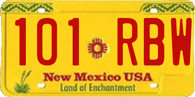 NM license plate 101RBW