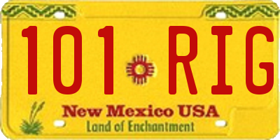 NM license plate 101RIG