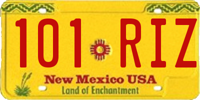 NM license plate 101RIZ