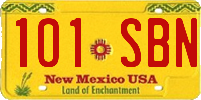 NM license plate 101SBN