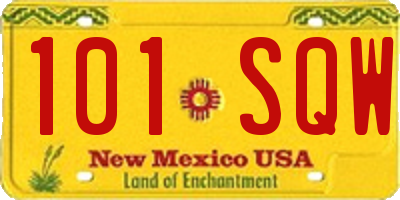 NM license plate 101SQW