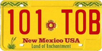 NM license plate 101TOB