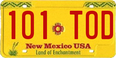 NM license plate 101TOD