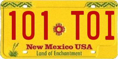 NM license plate 101TOI