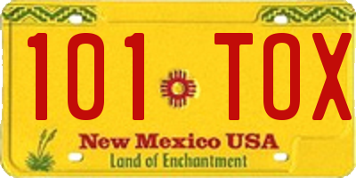 NM license plate 101TOX
