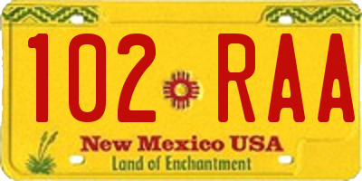 NM license plate 102RAA