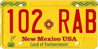 NM license plate 102RAB