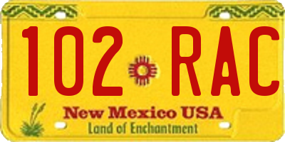 NM license plate 102RAC