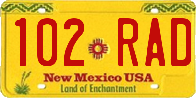 NM license plate 102RAD