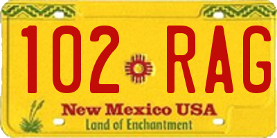 NM license plate 102RAG
