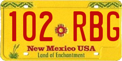 NM license plate 102RBG