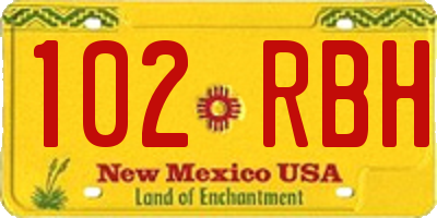 NM license plate 102RBH