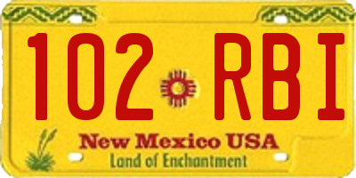 NM license plate 102RBI