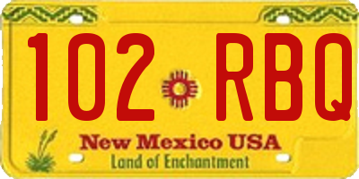 NM license plate 102RBQ