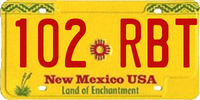 NM license plate 102RBT