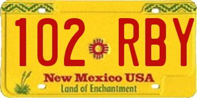 NM license plate 102RBY