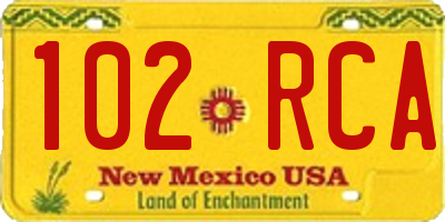 NM license plate 102RCA