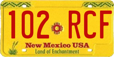 NM license plate 102RCF
