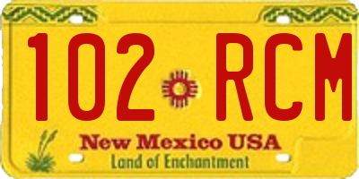 NM license plate 102RCM