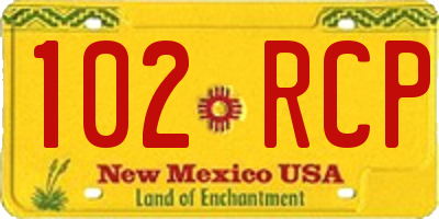 NM license plate 102RCP