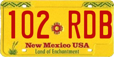 NM license plate 102RDB