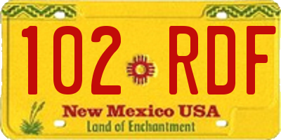 NM license plate 102RDF