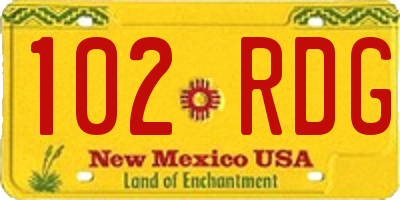 NM license plate 102RDG