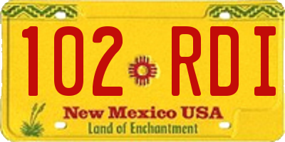 NM license plate 102RDI