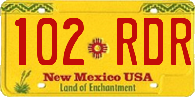 NM license plate 102RDR