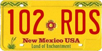 NM license plate 102RDS