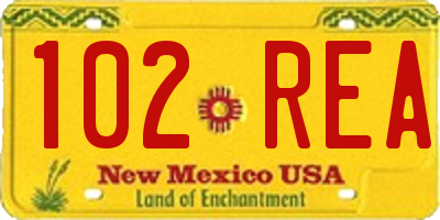 NM license plate 102REA