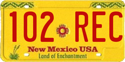 NM license plate 102REC