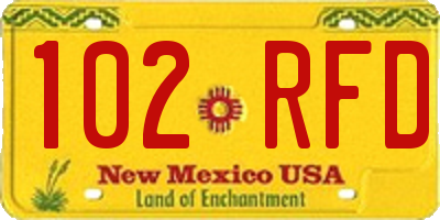 NM license plate 102RFD