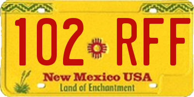 NM license plate 102RFF