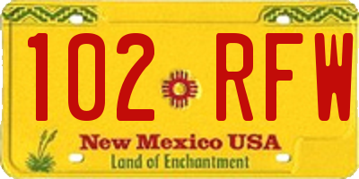 NM license plate 102RFW