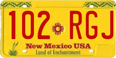 NM license plate 102RGJ