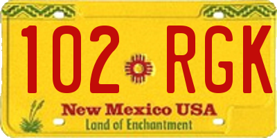 NM license plate 102RGK