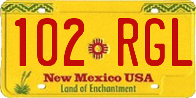 NM license plate 102RGL
