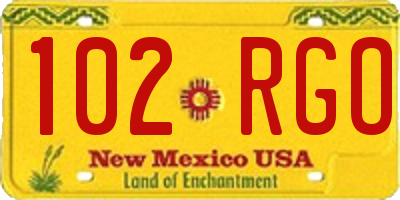 NM license plate 102RGO
