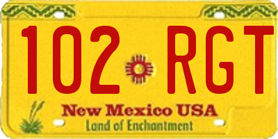 NM license plate 102RGT