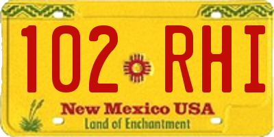 NM license plate 102RHI
