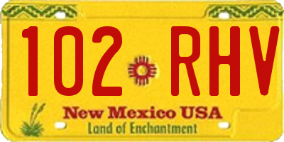 NM license plate 102RHV