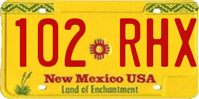 NM license plate 102RHX