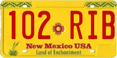 NM license plate 102RIB