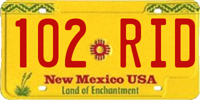 NM license plate 102RID