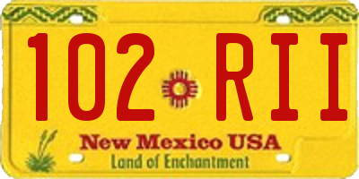 NM license plate 102RII