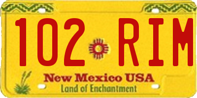 NM license plate 102RIM